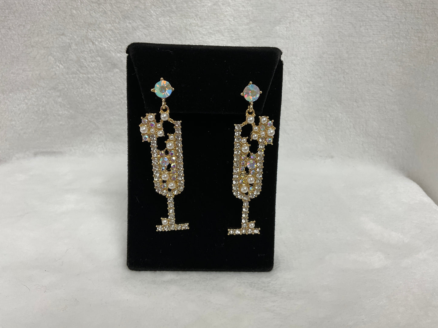 PE5173-Sparkling Wine Glass Dangle Earrings
