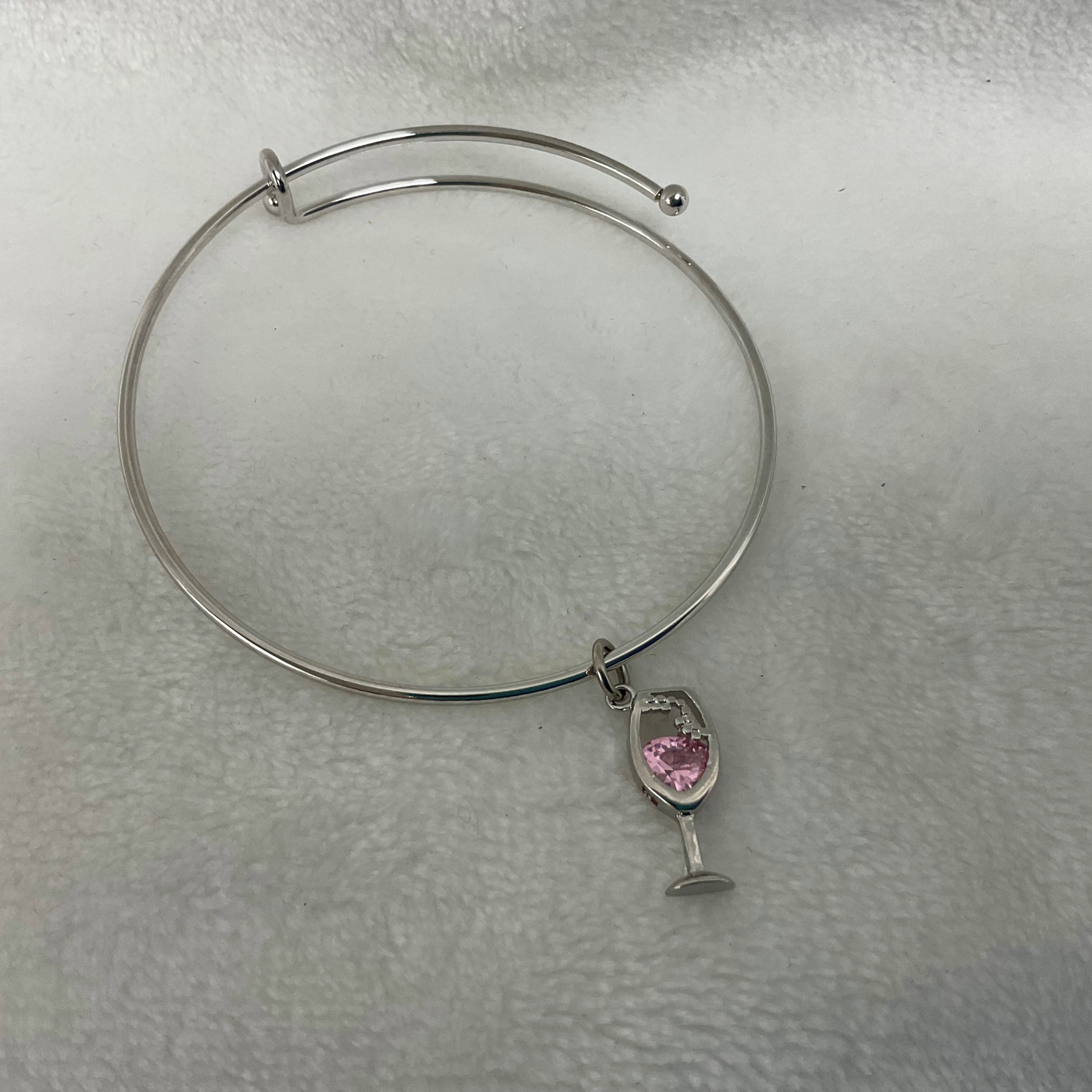 BR3291 - Sparkling Wine Glass Bangle Bracelet